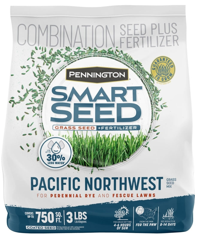 Pennington 100543712 Grass Seed and Fertilizer Mix, Pacific Northwest, 3 lb Bag, 8/PK