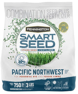 Pennington 100543712 Grass Seed and Fertilizer Mix, Pacific Northwest, 3 lb Bag, 750 sq-ft Coverage Area, 8/PK