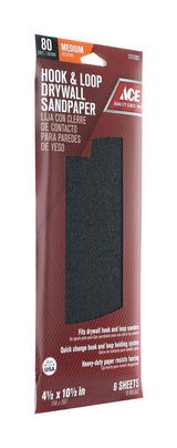 Ace 10-1/2 in. L X 4-1/2 in. W 80 Grit Silicon Carbide Drywall Sanding Sheet 6 pk, Pack of 5