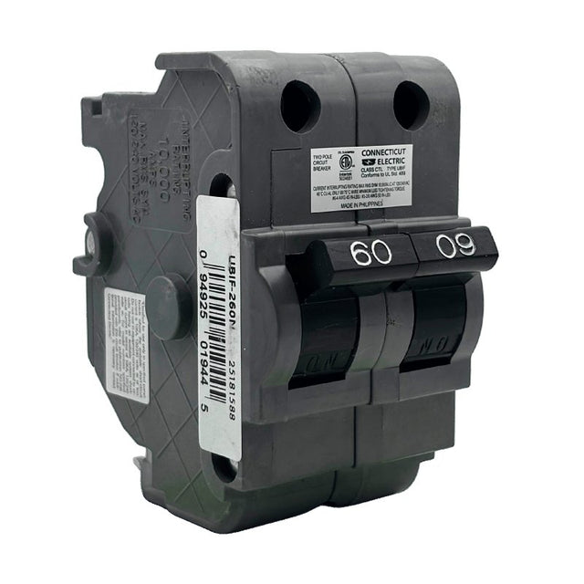 Federal Pacific UBIF260N Circuit Breaker, Type NA, 60 A, 2-Pole, 120/240 V, Plug, Gray