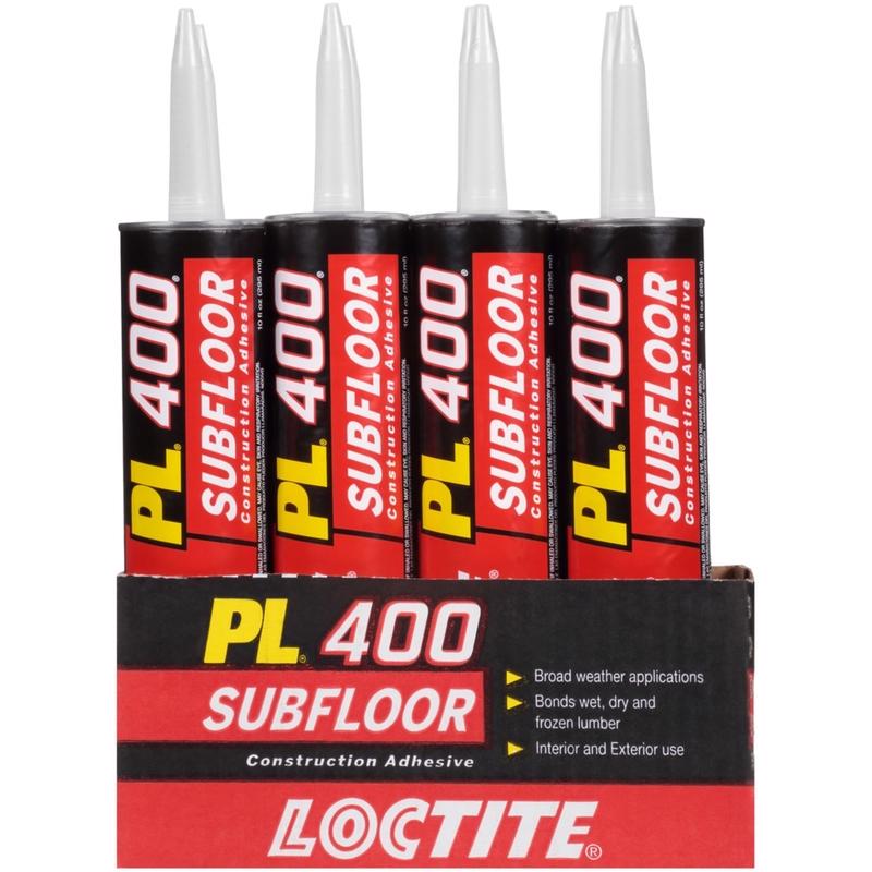 Loctite PL 400 Subfloor Adhesive Synthetic Latex Subfloor Construction Adhesive 10 oz, Pack of 12
