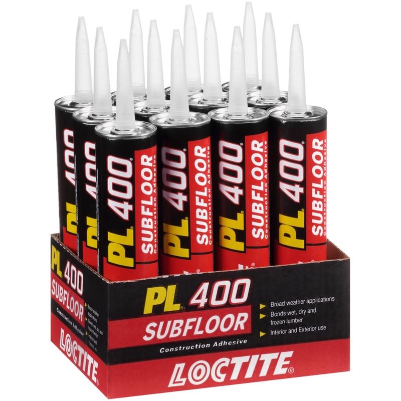 Loctite PL 400 Subfloor Adhesive Synthetic Latex Subfloor Construction Adhesive 10 oz, Pack of 12