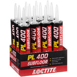 Loctite PL 400 Subfloor Adhesive Synthetic Latex Subfloor Construction Adhesive 10 oz, Pack of 12
