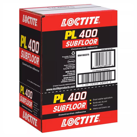 Loctite PL 400 Subfloor Adhesive Synthetic Latex Subfloor Construction Adhesive 10 oz, Pack of 12
