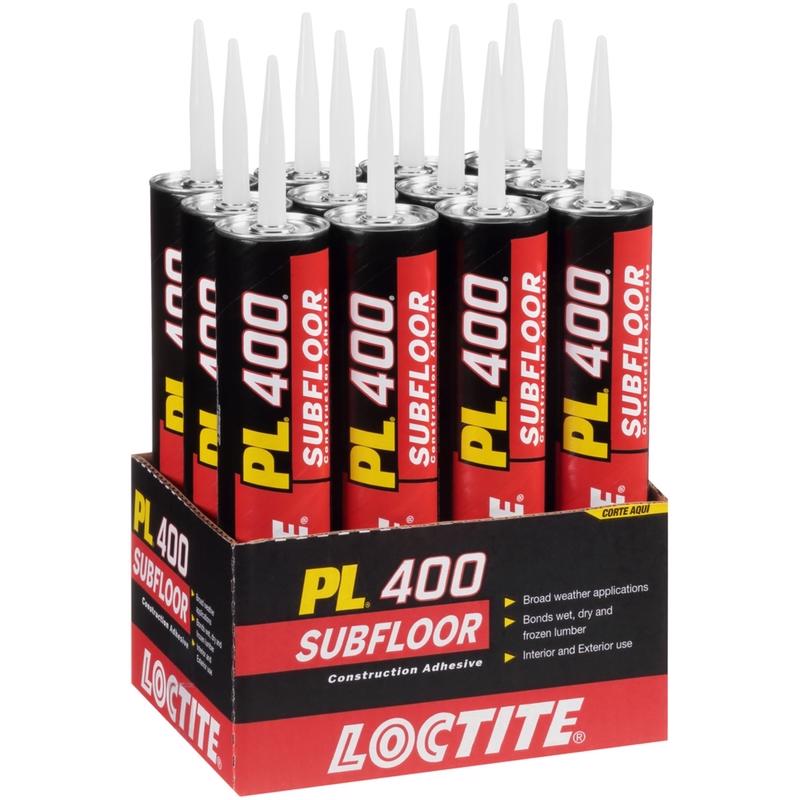 Loctite PL 400 Subfloor Adhesive Synthetic Rubber Subfloor Construction Adhesive 28 oz, Pack of 12