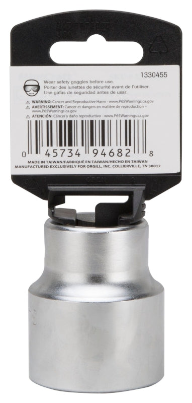 Vulcan MT-SM6034 Drive Socket, 34 mm Socket, 3/4 in Drive, 12-Point, Chrome Vanadium Steel, Chrome