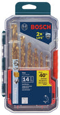 Bosch TI14 Drill Bit Set, 14-Piece, HSS, Titanium Nitride-Coated
