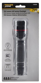 PowerZone 12098 Tactical Flashlight, AA Battery, LED Lamp, 700 Lumens, 150 m Beam Distance, 5 hr Run Time, Black