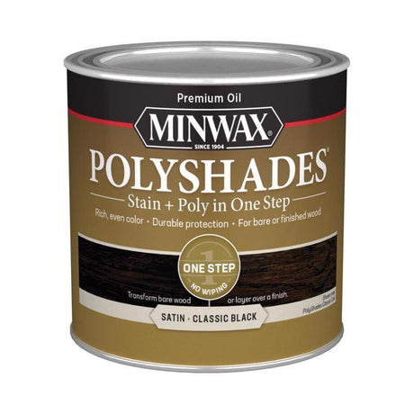 Minwax PolyShades Semi-Transparent Satin Classic Black Oil-Based Stain/Polyurethane Finish 1/2 pt