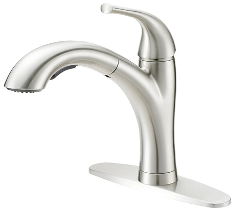 Boston Harbor TOBI21040010NP Pull Out Kitchen Faucet, 1.8 gpm, 1-Faucet Handle, 1, 3-Faucet Hole, Metal/Plastic