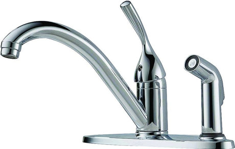 Delta Classic Series 300-DST Kitchen Faucet with Integral Spray, 1.8 gpm, 1-Handle, Brass, Chrome Plated, Deck