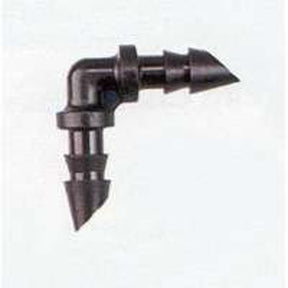 Raindrip 314025B Tubing Elbow, 1/4 in Connection, Barbed, Plastic, Black