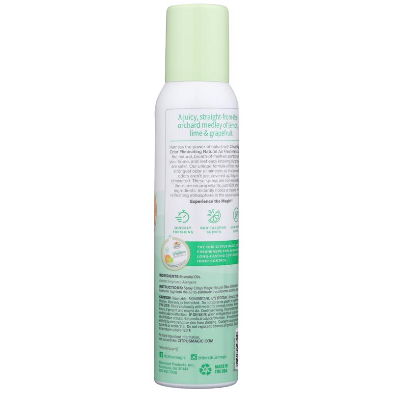 Citrus Magic Tropical Citrus Blend Scent Air Freshener Spray 3 oz Aerosol, Pack of 6
