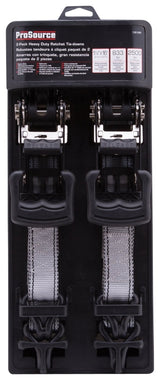 ProSource FH64059 Tie-Down, 1-1/4 in W, 16 ft L, Gray, J-Hook End Fitting, Steel End Fitting