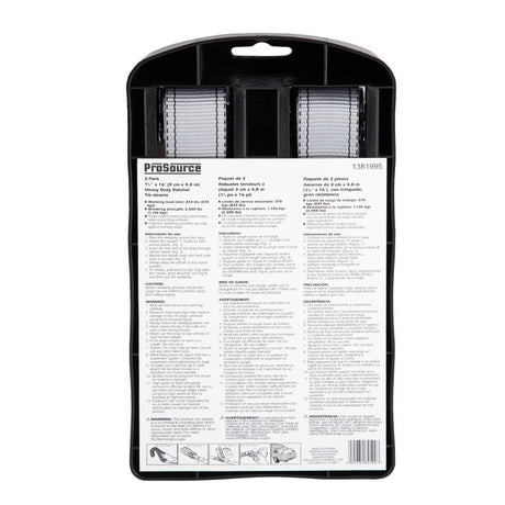 ProSource FH64059 Tie-Down, 1-1/4 in W, 16 ft L, Gray, J-Hook End Fitting, Steel End Fitting