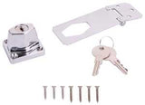 ProSource 807355-BC3L-PS Safety Hasp, 3-1/2 in L, 3-1/2 in W, Steel, Chrome