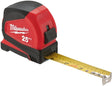Milwaukee 48-22-1725 Compact Tape Measure, 25 ft L Blade, 1 in W Blade, Steel Blade, ABS Case, Black/Red Case