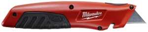 Milwaukee 48-22-1510 Utility Knife, 1 in L Blade, Metal Blade, Straight Handle, Black/Red Handle