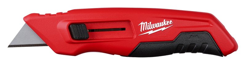 Milwaukee 48-22-1515 Utility Knife, 1 in L Blade, Metal Blade, Straight Handle, Black/Red Handle