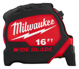 Milwaukee 48-22-1216 Tape Measure, 16 ft L Blade, 1-3/8 in W Blade, Steel Blade, ABS Case, Black/Red Case