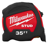 Milwaukee STUD Series 48-22-9735 Tape Measure, 35 ft L Blade, 1-5/16 in W Blade, Steel Blade, ABS Case, Black/Red Case