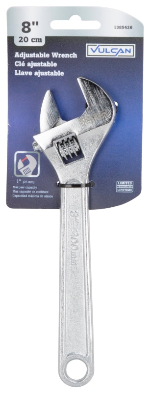 Vulcan WC917-06 Adjustable Wrench, 8 in OAL, Steel, Chrome