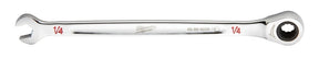 Milwaukee 45-96-9208 Ratcheting Combination Wrench, SAE, 1/4 in Head, 5.28 in L, 12-Point, Steel, Chrome-Plated