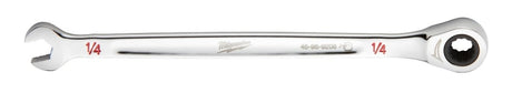 Milwaukee 45-96-9208 Ratcheting Combination Wrench, SAE, 1/4 in Head, 5.28 in L, 12-Point, Steel, Chrome-Plated