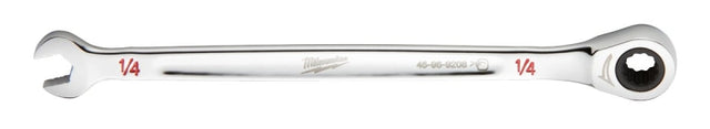 Milwaukee 45-96-9208 Ratcheting Combination Wrench, SAE, 1/4 in Head, 5.28 in L, 12-Point, Steel, Chrome-Plated
