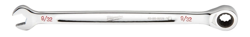 Milwaukee 45-96-9209 Ratcheting Combination Wrench, SAE, 9/32 in Head, 5.57 in L, 12-Point, Steel, Chrome-Plated