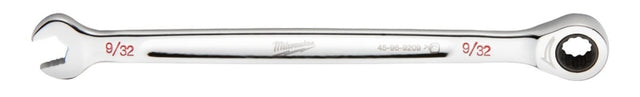 Milwaukee 45-96-9209 Ratcheting Combination Wrench, SAE, 9/32 in Head, 5.57 in L, 12-Point, Steel, Chrome-Plated