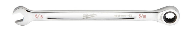 Milwaukee 45-96-9210 Ratcheting Combination Wrench, SAE, 5/16 in Head, 5-3/4 in L, 12-Point, Steel, Chrome-Plated