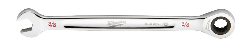 Milwaukee 45-96-9212 Ratcheting Combination Wrench, SAE, 3/8 in Head, 6-1/2 in L, 12-Point, Steel, Chrome-Plated