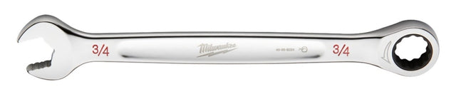 Milwaukee 45-96-9224 Ratcheting Combination Wrench, SAE, 3/4 in Head, 10.14 in L, 12-Point, Steel, Chrome-Plated