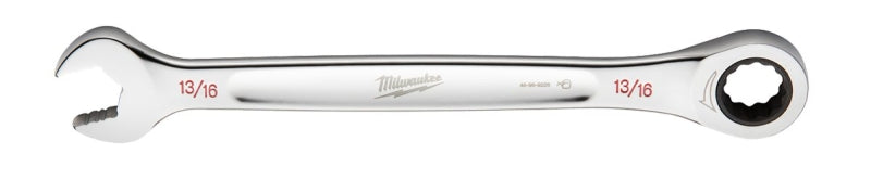 Milwaukee 45-96-9226 Ratcheting Combination Wrench, SAE, 13/16 in Head, 11.1 in L, 12-Point, Steel, Chrome-Plated