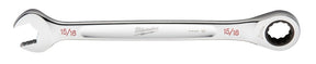 Milwaukee 45-96-9230 Ratcheting Combination Wrench, SAE, 15/16 in Head, 12.6 in L, 12-Point, Steel, Chrome-Plated