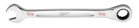 Milwaukee 45-96-9230 Ratcheting Combination Wrench, SAE, 15/16 in Head, 12.6 in L, 12-Point, Steel, Chrome-Plated