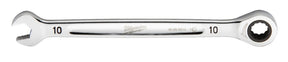 Milwaukee 45-96-9310 Ratcheting Combination Wrench, Metric, 10 mm Head, 6-1/2 in L, 12-Point, Steel, Chrome-Plated