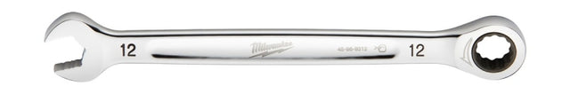 Milwaukee 45-96-9312 Ratcheting Combination Wrench, Metric, 12 mm Head, 7.03 in L, 12-Point, Steel, Chrome-Plated