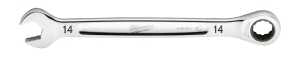 Milwaukee 45-96-9314 Ratcheting Combination Wrench, Metric, 14 mm Head, 7.8 in L, 12-Point, Steel, Chrome