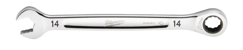 Milwaukee 45-96-9314 Ratcheting Combination Wrench, Metric, 14 mm Head, 7.8 in L, 12-Point, Steel, Chrome-Plated