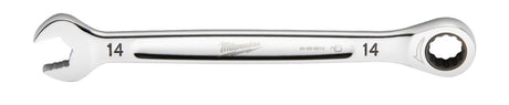 Milwaukee 45-96-9314 Ratcheting Combination Wrench, Metric, 14 mm Head, 7.8 in L, 12-Point, Steel, Chrome-Plated