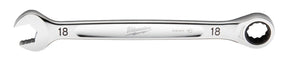 Milwaukee 45-96-9318 Ratcheting Combination Wrench, Metric, 18 mm Head, 9.55 in L, 12-Point, Steel, Chrome-Plated