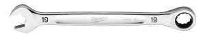 Milwaukee 45-96-9319 Ratcheting Combination Wrench, Metric, 19 mm Head, 10.14 in L, 12-Point, Steel, Chrome