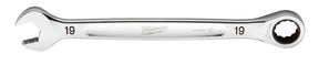 Milwaukee 45-96-9319 Ratcheting Combination Wrench, Metric, 19 mm Head, 10.14 in L, 12-Point, Steel, Chrome-Plated