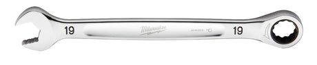 Milwaukee 45-96-9319 Ratcheting Combination Wrench, Metric, 19 mm Head, 10.14 in L, 12-Point, Steel, Chrome-Plated