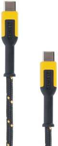 DEWALT 131 1362 DW2 Charger Cable, USB-C, USB-C, Kevlar Fiber Sheath, Black/Yellow Sheath, 4 ft L