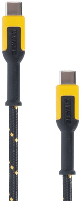 DEWALT 131 1362 DW2 Charger Cable, USB-C, USB-C, Kevlar Fiber Sheath, Black/Yellow Sheath, 4 ft L