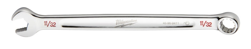 Milwaukee 45-96-9411 Combination Wrench, SAE, 11/32 in Head, 5.91 in L, 12-Point, Steel, Chrome-Plated