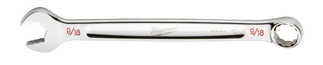 Milwaukee 45-96-9418 Combination Wrench, SAE, 9/16 in Head, 7.48 in L, 12-Point, Steel, Chrome-Plated